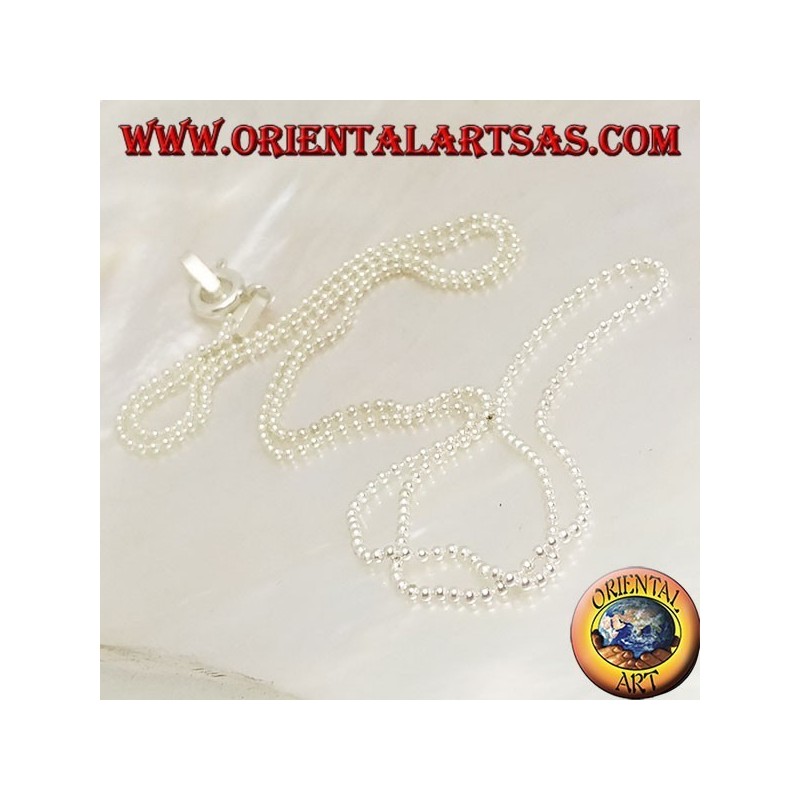 Kettenhalskette aus 925 ‰ Silber mit kleinen Kugeln Link 40 cm x 1,1 mm