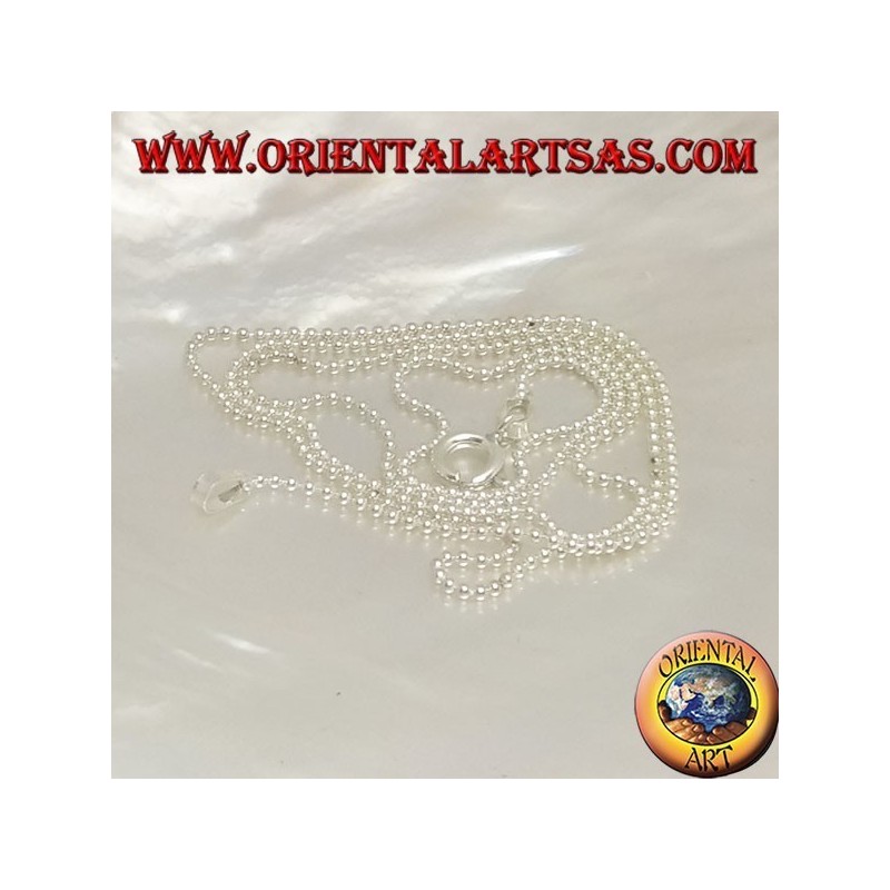 Collar de cadena de plata argento 925 con bolitas de 40 cm x 1.1 mm