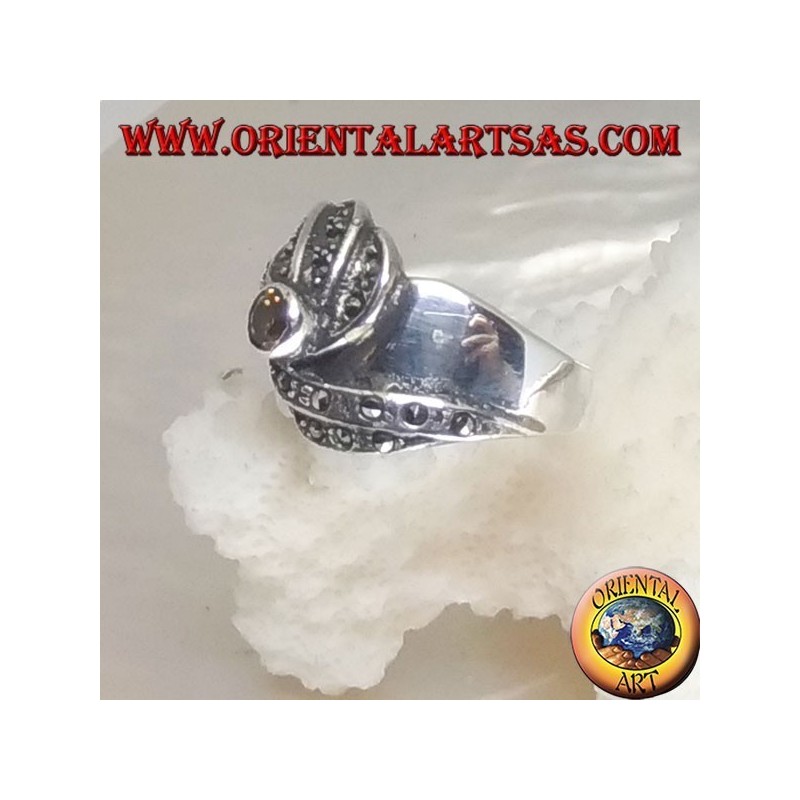 Anello Argento 925 Topazio Giallo Marcassite | Spirali