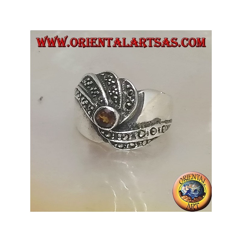 Anello Argento 925 Topazio Giallo Marcassite | Spirali