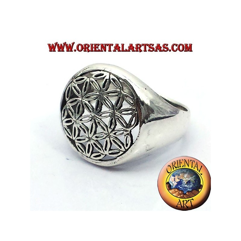 anello fiore della vita in argento