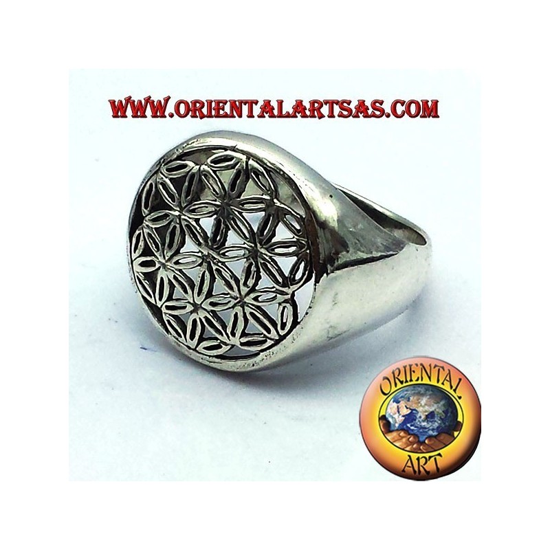 anello fiore della vita in argento