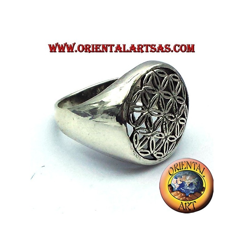 anello fiore della vita in argento
