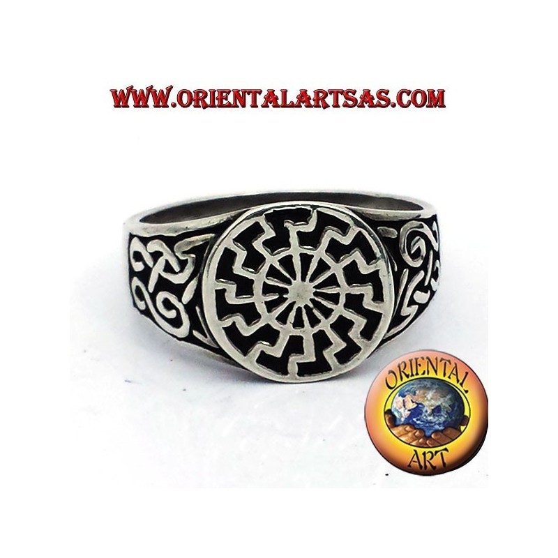 anello sigillo sole nero in argento