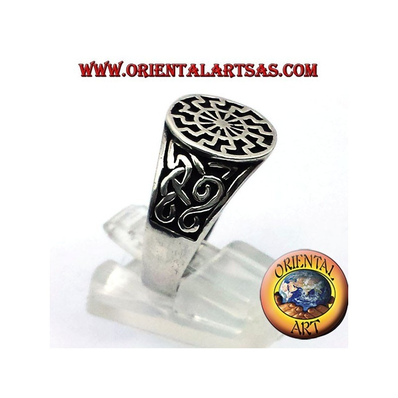 anello sigillo sole nero in argento