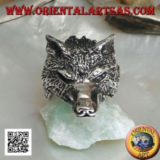 Silberring, arktischer Wolfskopf oder massiver Schneewolf (groß)