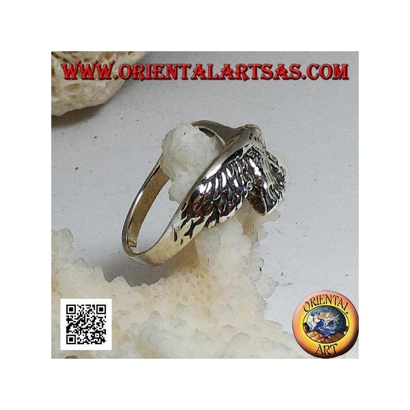 Silver ring, patrolling eagle (small)