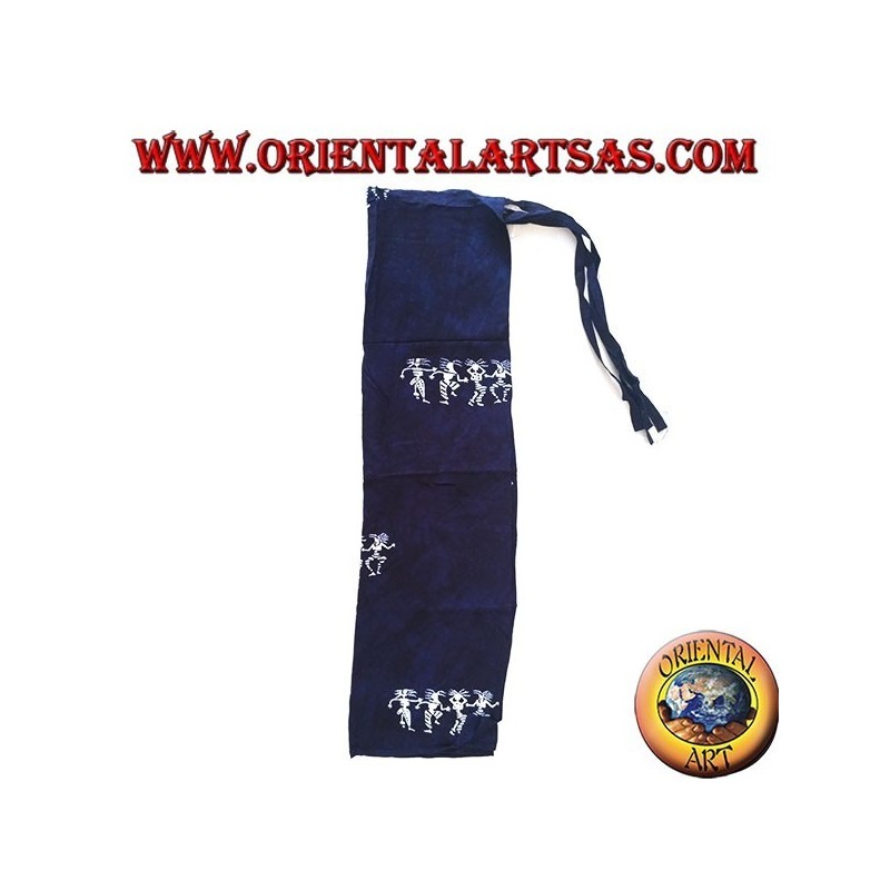 Long unisex blue sea pantapareo with white designs of dancing natives