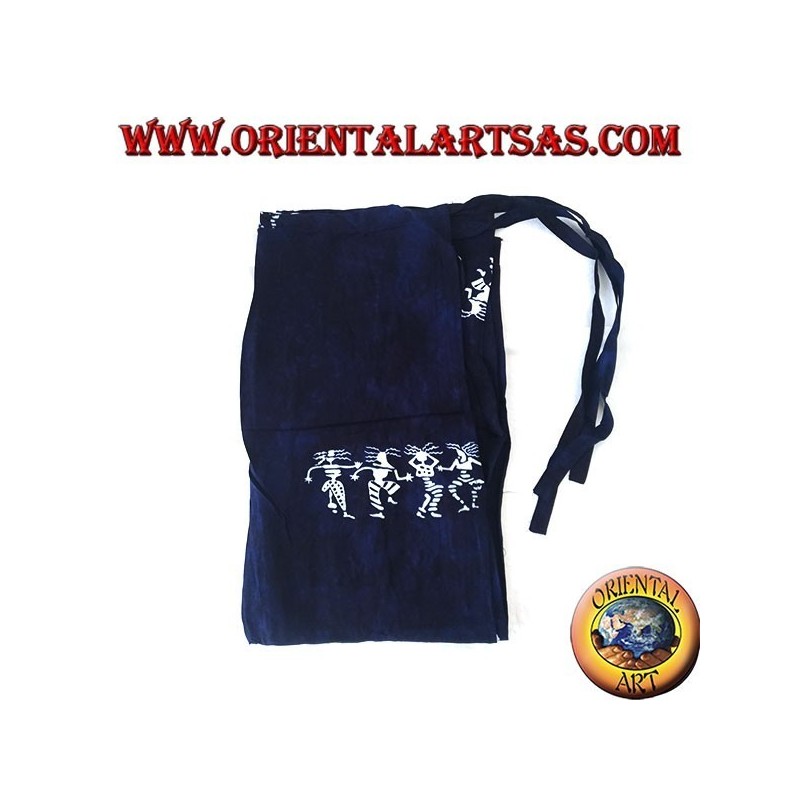 Langer Unisex blauer Meer Pantapareo mit weißen Designs der tanzenden Eingeborenen