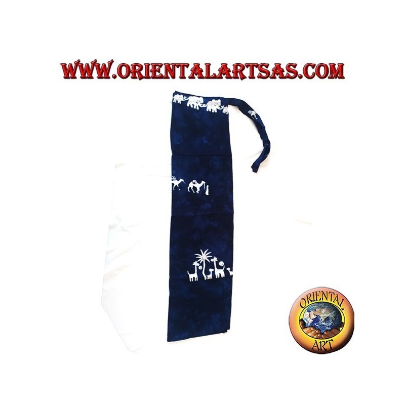 Pantapareo de mer long unisexe bleu avec des motifs blancs de familles d'éléphants, de girafes et de chameaux