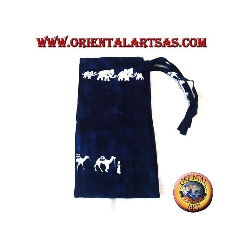 Pantapareo de mer long unisexe bleu avec des motifs blancs de familles d'éléphants, de girafes et de chameaux