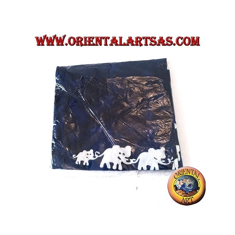 Long blue unisex sea pantapareo with white designs of elephant, giraffe and camel families