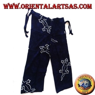 Pantapareo de mer bleu unisexe long avec des motifs de lézard blanc