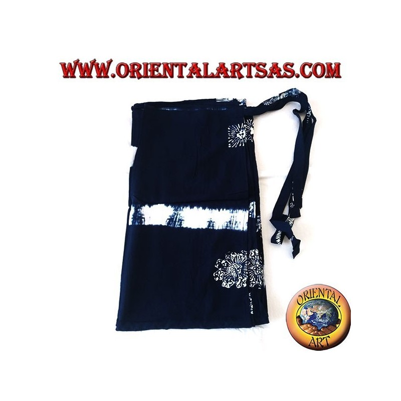 Pantapareo unisex lungo blu con disegni bianchi di fasce orizzontali e soli stilizzati