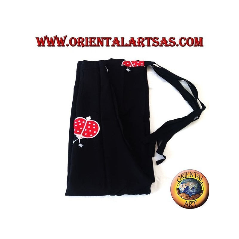 Pantapareo largo unisex del mar negro con diseños de mariquita roja y blanca