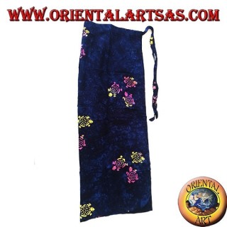 Blue pareo skirt with warm color drawings of turtles