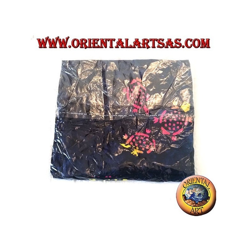 Blue pareo skirt with warm color drawings of turtles