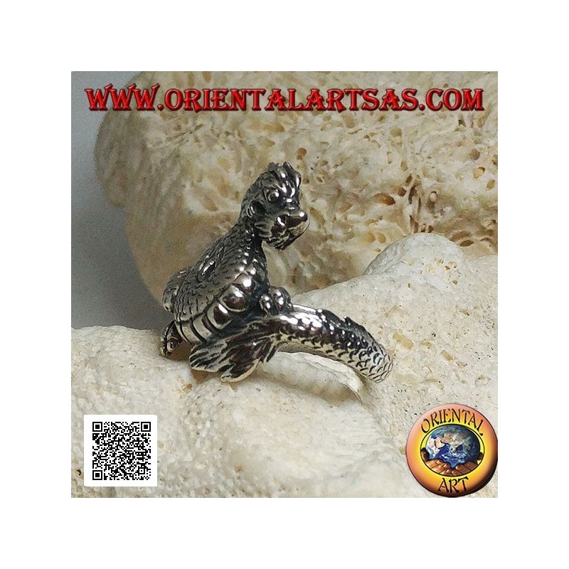 Silberring, Lindwurmdrache (nordische Mythologie) mit Schnurrbart