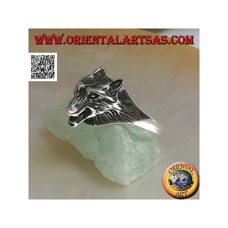Silver ring, three-quarter Czechoslovakian wolf head (small)