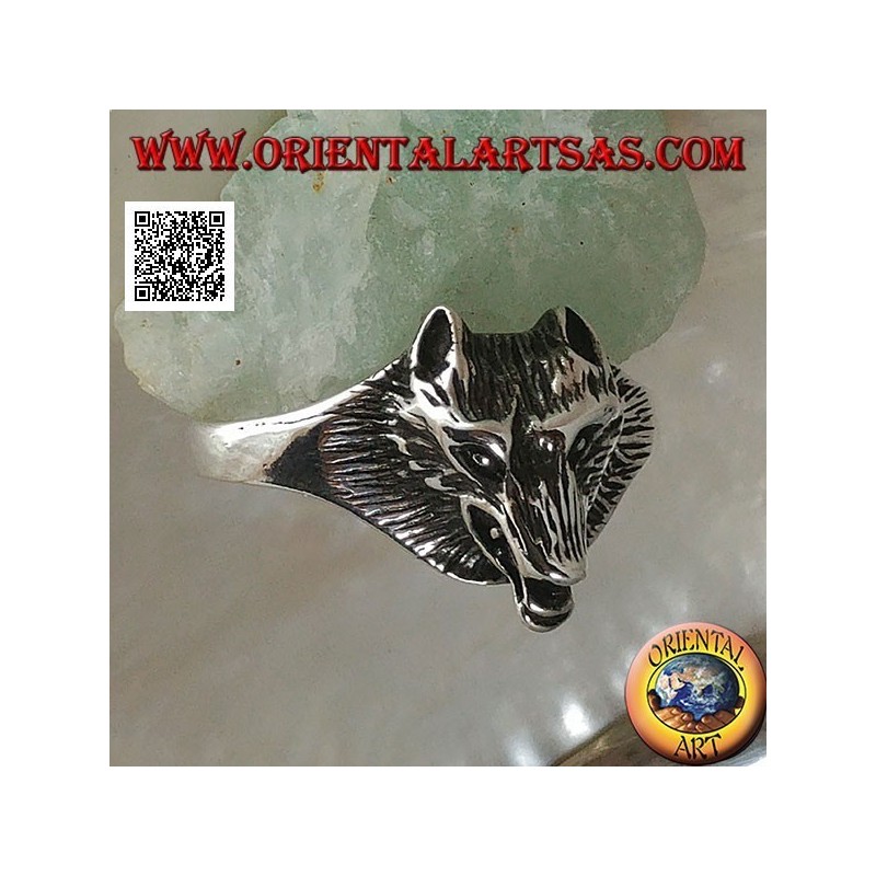 Silver ring, three-quarter Czechoslovakian wolf head (small)