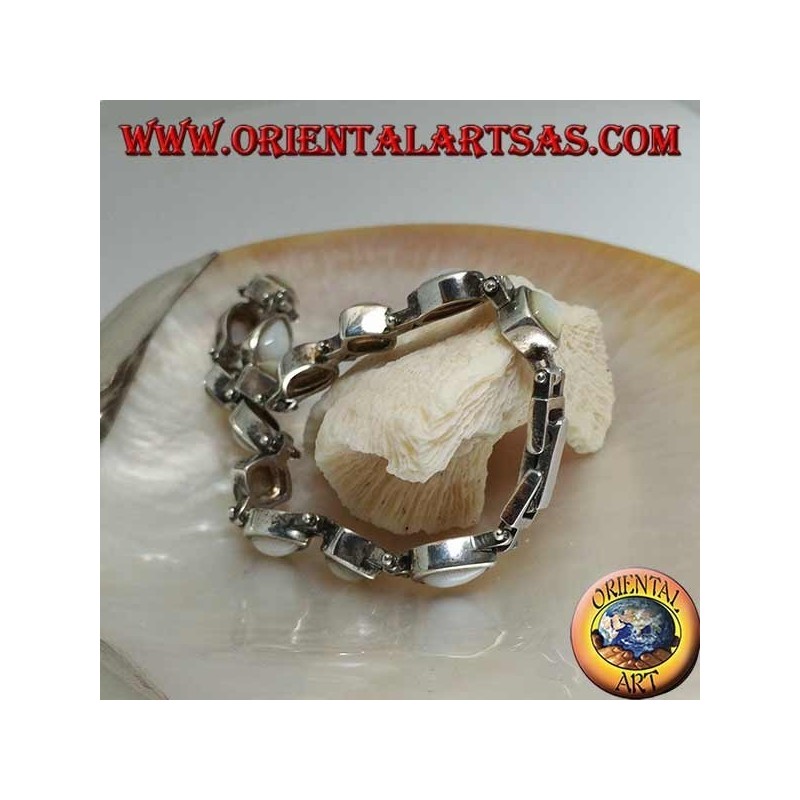 Bracelet en argent avec nacre losange et goutte alternée