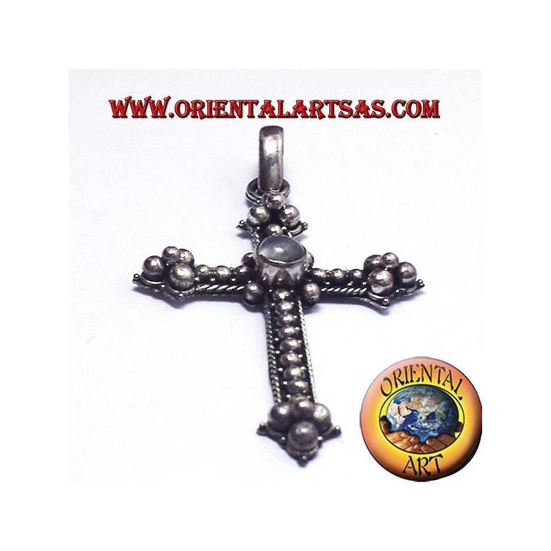 Adular Kreuzanhänger mit Mondstein Silber