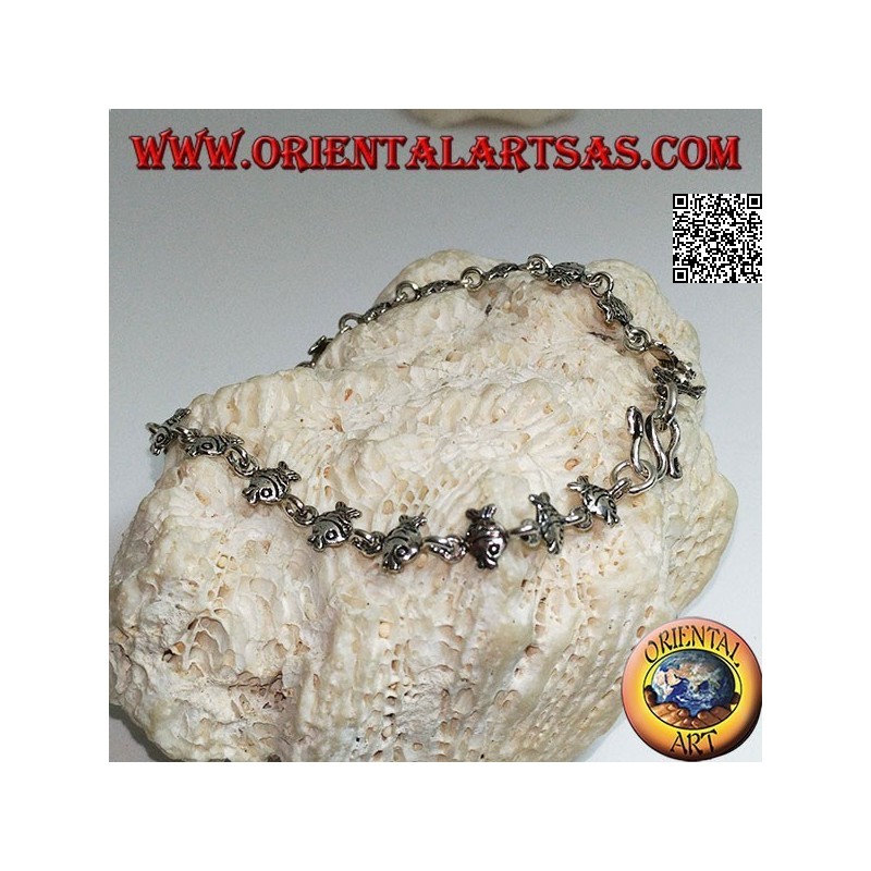 Weiches Silberarmband mit Reihe von Goldfischen