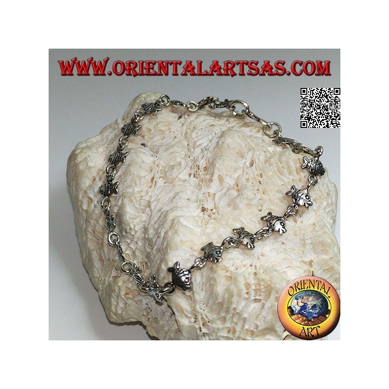 Weiches Silberarmband mit Reihe von Goldfischen