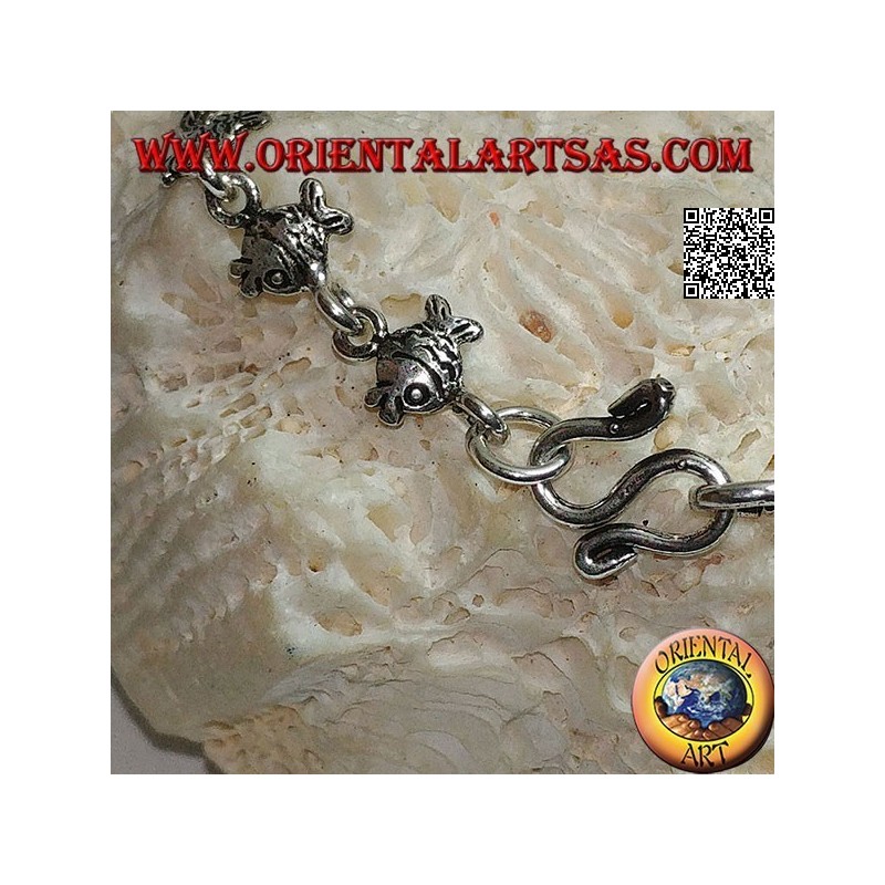 Bracelet en argent tendre avec rang de poisson rouge