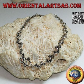 Pulsera de plata suave con fila de delfines saltando