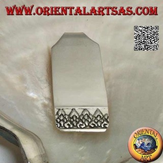 Pince à billets / porte-billets en argent lisse avec décoration en relief à l'extrémité