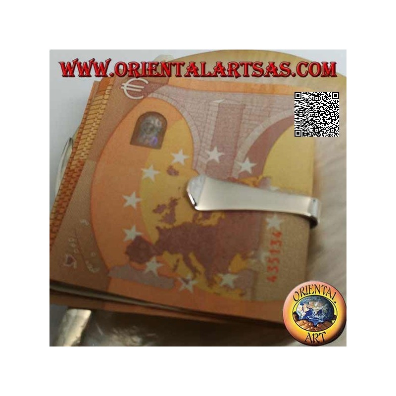 Fermasoldi / Ferma banconote in argento liscio con decorazione in rilievo sulla parte finale