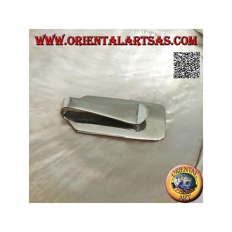 Pince à billets / porte-billets en argent lisse avec décoration en relief à l'extrémité