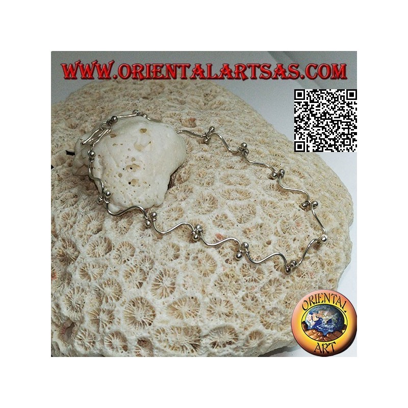 Pulsera de alambre en forma de "S" plateada semirrígida