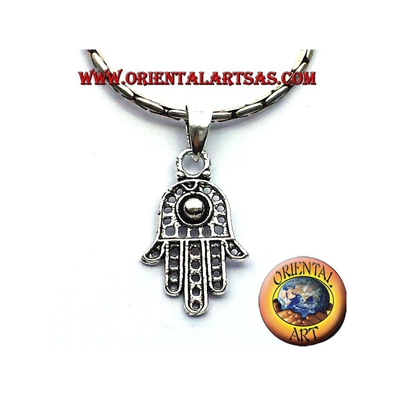 silver pendant hand of Fatima hamsa