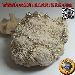 Pulsera de cadena de plata suave con solo doble cara y campanas colgantes