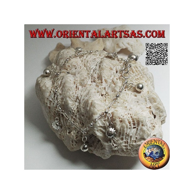 Weiches Silberkettenarmband mit nur doppelseitigen und hängenden Glocken