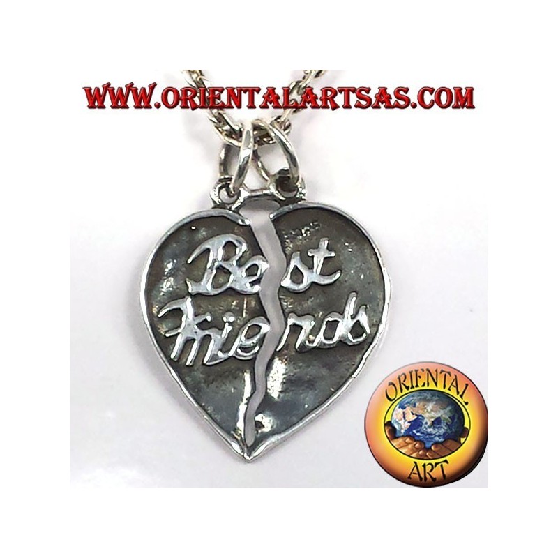 ciondolo cuore divisibile bifacciale in argento best friends