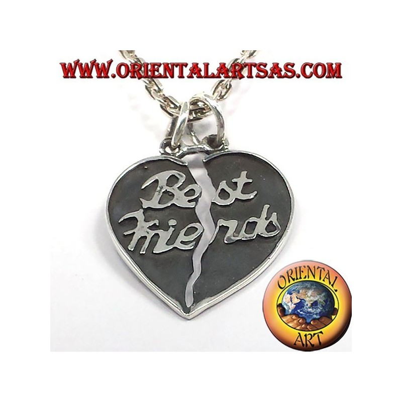 divisible sided heart pendant in silver best friends