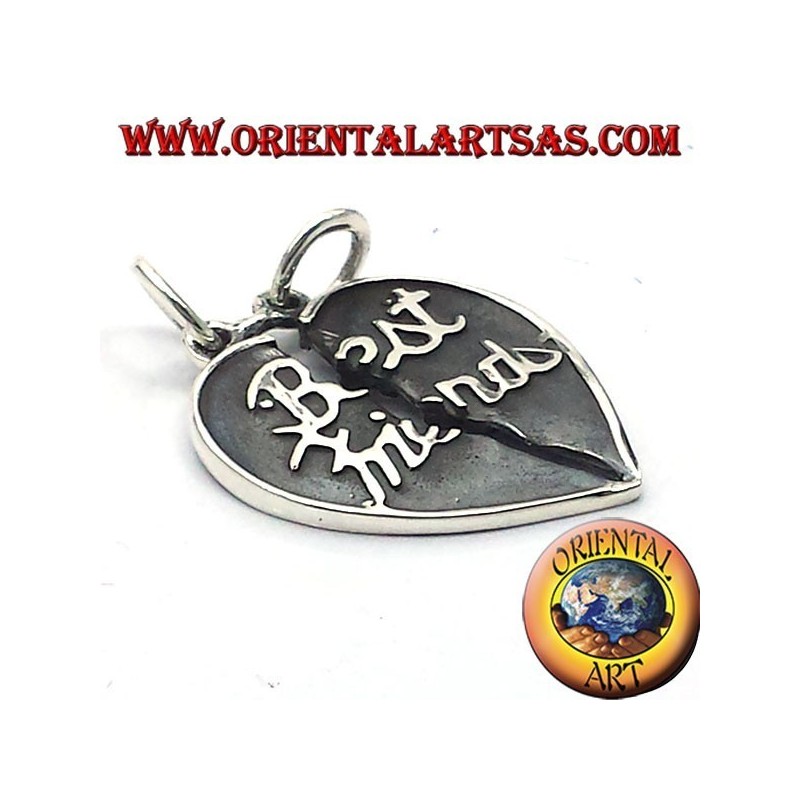 divisible sided heart pendant in silver best friends
