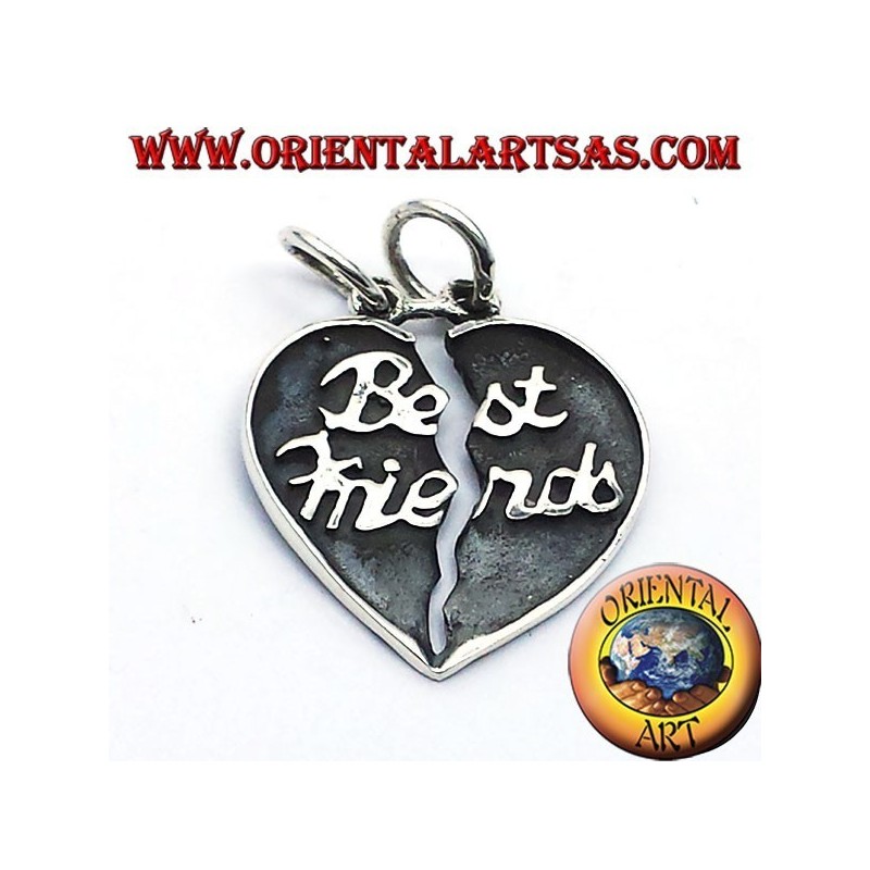 ciondolo cuore divisibile bifacciale in argento best friends