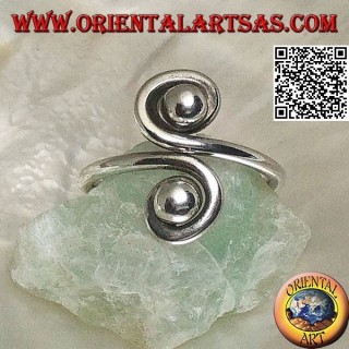 Doppelspiralspiegel Silberring (verstellbar)