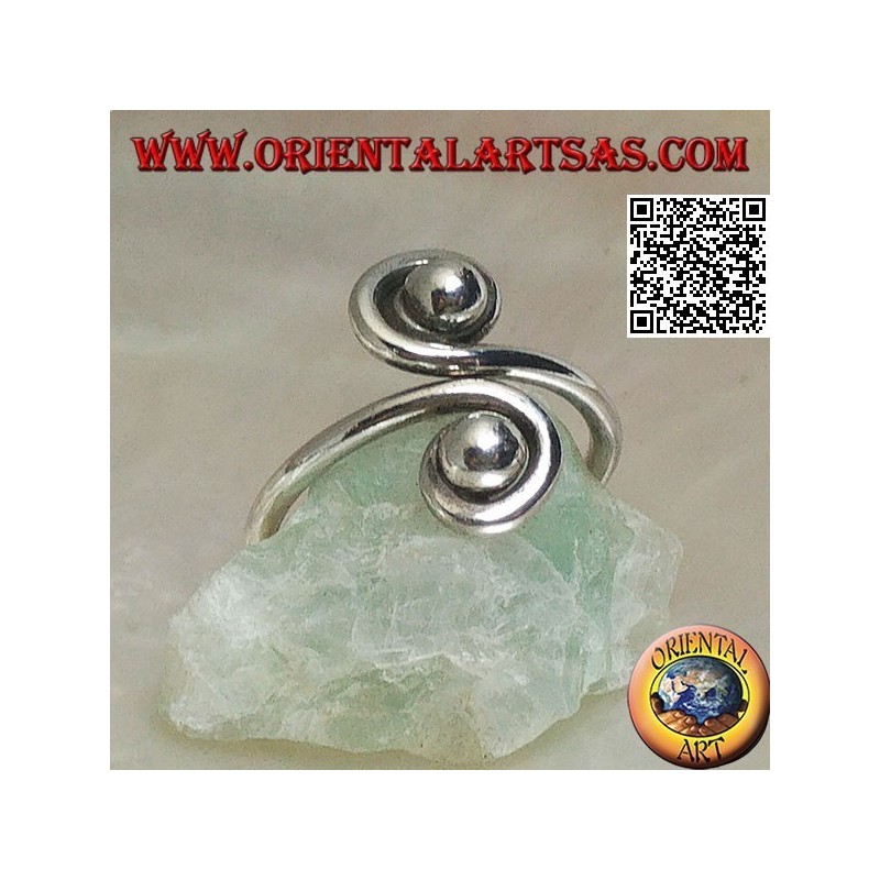 Doppelspiralspiegel Silberring (verstellbar)