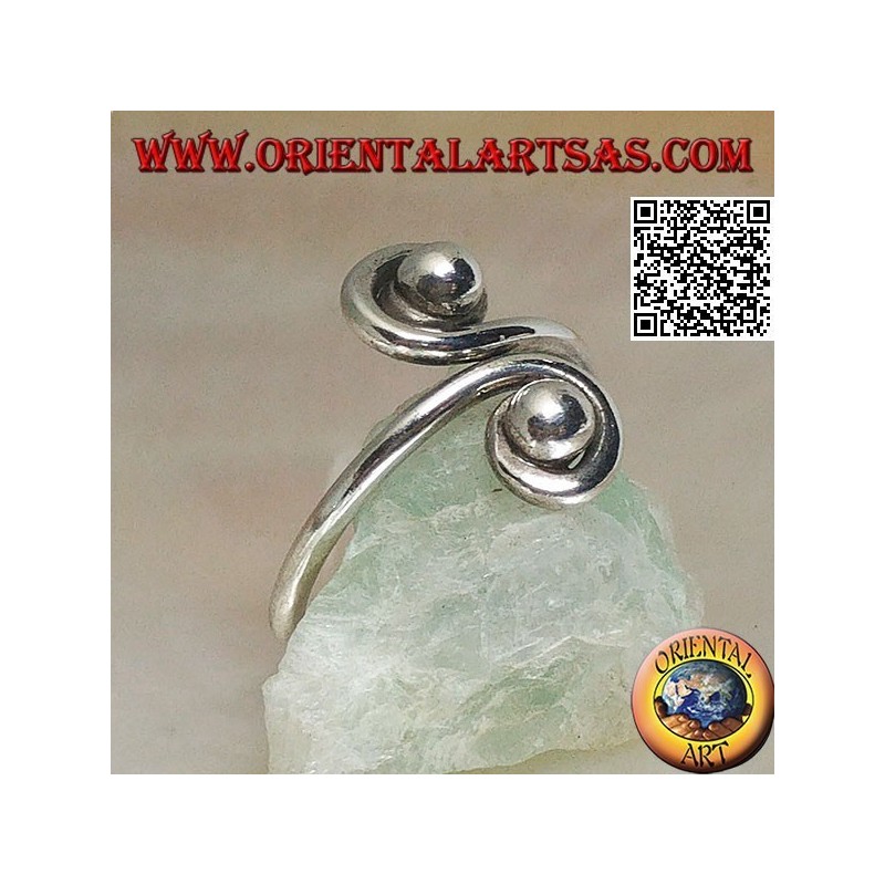 Doppelspiralspiegel Silberring (verstellbar)