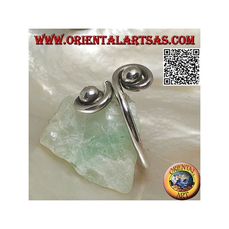 Anillo doble espiral de plata con espejo (ajustable)