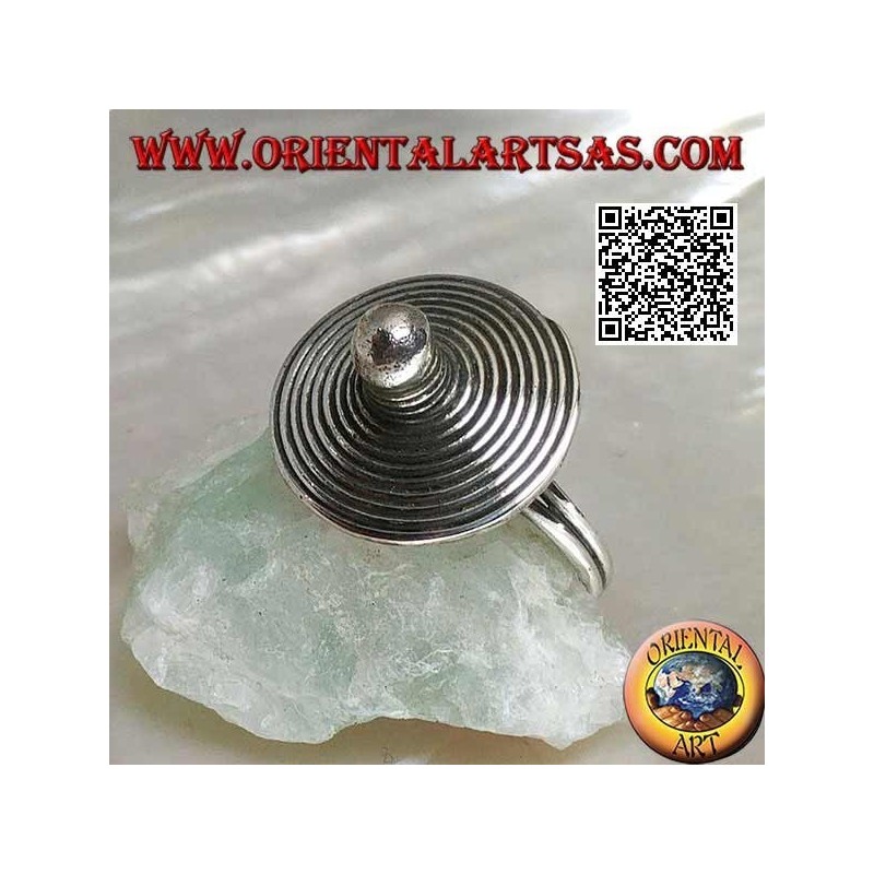 Anello in argento con cappello a spirale a punta fatto a mano