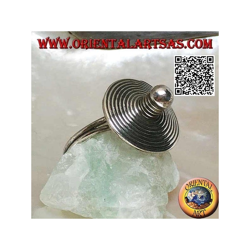 Silver ring with handmade pointed spiral hat