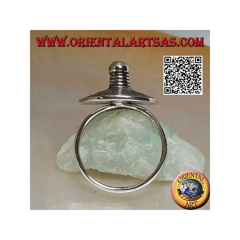 Silberring mit handgefertigtem spitzem Spiralhut