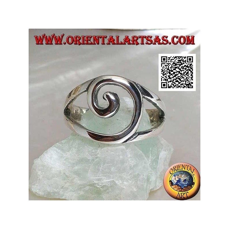 Silver ring with central spiral wire
