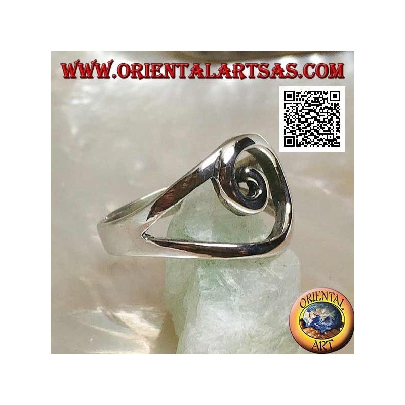 Silver ring with central spiral wire